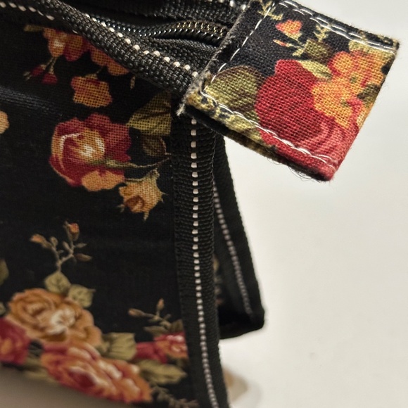 Anna Sui Floral Linen Mini Clutch Bag Cosmetic Bag Black - Picture 4 of 10